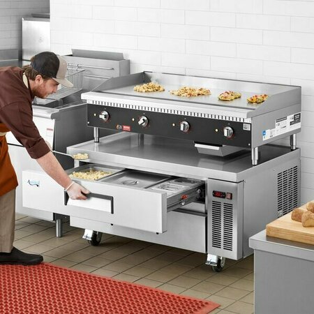 COOKING PERFORMANCE GROUP Electric 48in Countertop Chrome Griddle w Thermos Controls 48in Refrigerated Base-208/240V 16000W 35148EGU48CB